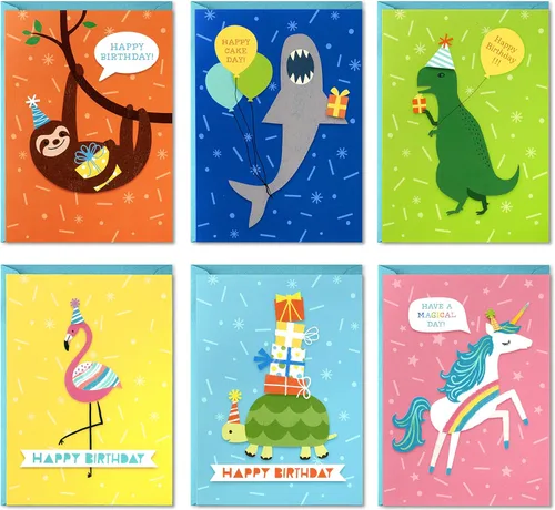 Vista 2 de Hallmark Surtido de tarjetas de cumpleaños para niños, 48 y 20 tarjetas con sobres