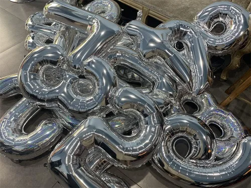 Vista 7 de Globos plateados de 32 pulgadas con el número 9, globos de aluminio digitales para decoración de fiesta de cumpleaños (globo plateado del número 9)