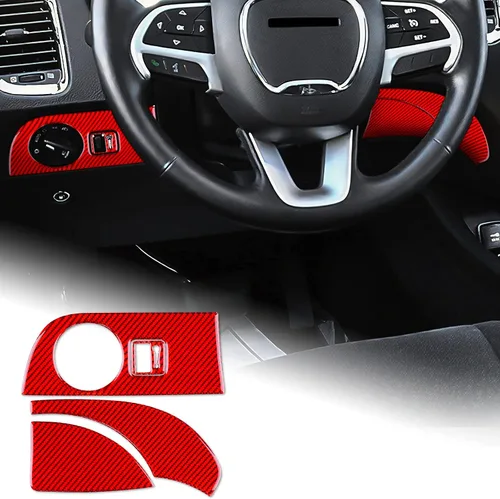 Vista 25 de AIRSPEED Cubierta de panel de palanca de cambios de fibra de carbono, calcomanía para consola central interior para Dodge Durango 2018 2019 2020