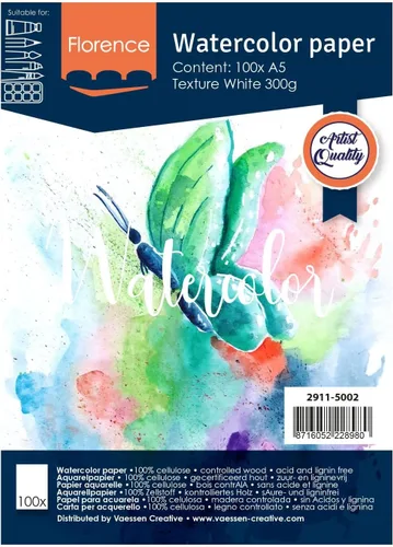 Vista 21 de Vaessen Creative VARTA Florence - Papel A4 para acuarela, 10 hojas para pintar, manuales, proyectos de arte y más, calidad artística, calidad