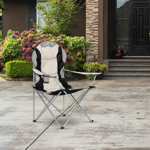 Vista 8 de Vasitelan Silla plegable portátil para acampar, silla de césped al aire libre (A-beige)