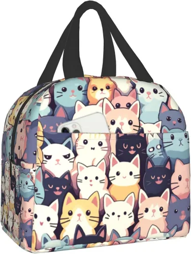 Vista 21 de Nerxy Lonchera a cuadros de búfalo azul, moderna, 8 x 5 x 8.5 pulgadas, suave bolsa de almuerzo para mujeres, niños, adultos, trabajo, escuela