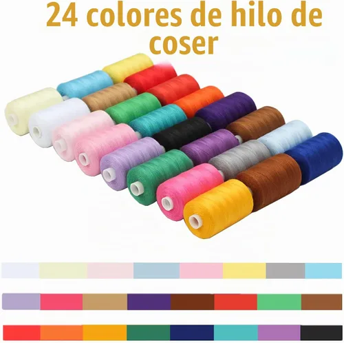 Vista 2 de Simthread Hilo de coser multiusos, 24 carretes, hilo de poliéster de 1000 yardas para coser, prácticos hilos de coser de poliéster para máquina