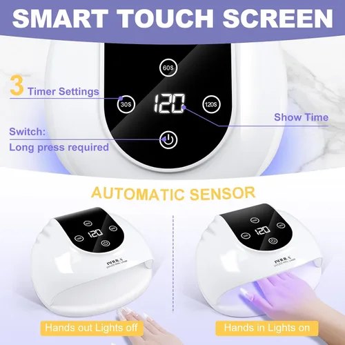 Vista 6 de NXJ INFILILA Luz UV de uñas de gel de 268 W, luz UV más rápida para uñas de gel, secador profesional de uñas de curado con flash con 66 cuentas