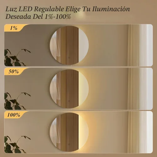 Vista 4 de ONEWISH Aplique de pared LED, lámpara de pared con espejo regulable, luces de pared redondas de 16.93 pulgadas para dormitorio con función