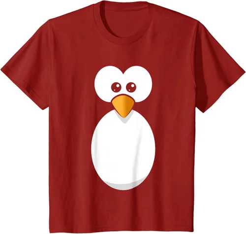 Vista 45 de Camiseta divertida con diseño de cara de pingüino o disfraz fácil, color negro, talla S