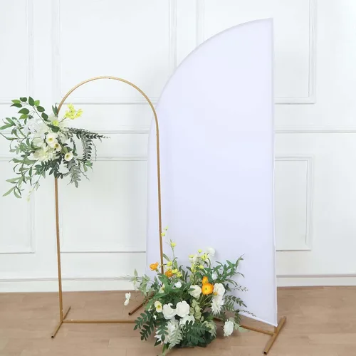 Vista 10 de Efavormart - Juego de 4 fundas de elastano beige para arco de media luna, fundas de telón de fondo Chiara de 2.5 pies a 7 pies para escenarios