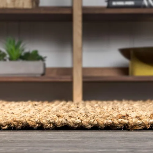 Vista 7 de JONATHAN Y Alfombra de yute tejida a mano con borlas naturales, 2x8, Pata, estilo bohemio, rústico, de cabaña, fácil de limpiar para sala de estar