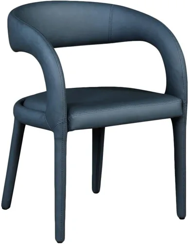 Vista 10 de Meridian Furniture 987Black-C Sylvester Collection Modern Silla de comedor tapizada de cuero vegano contemporáneo con respaldo redondeado, 23.5