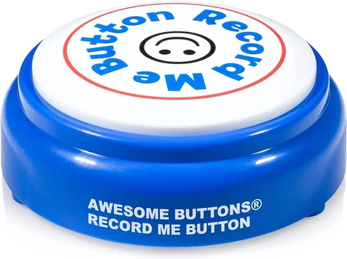 Vista 6 de Botón Record Me: diseño único y alegre grabable con micrófono integrado, reproduce tu propio mensaje personalizado en cualquier momento (azul)