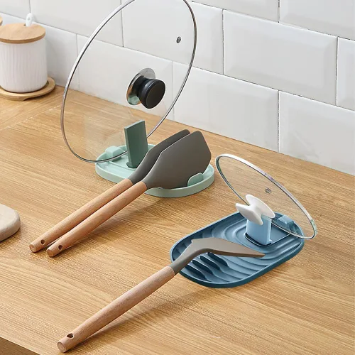 Vista 3 de Soporte multifuncional para cucharas, 2 piezas plegables para tapa de olla, soporte para tapa de olla, soporte para estufa, utensilios de cocina