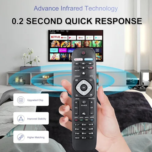 Vista 2 de NH500UP - Control remoto universal de repuesto compatible con Smart TV LCD LED 4K UHD Smart TV Philips