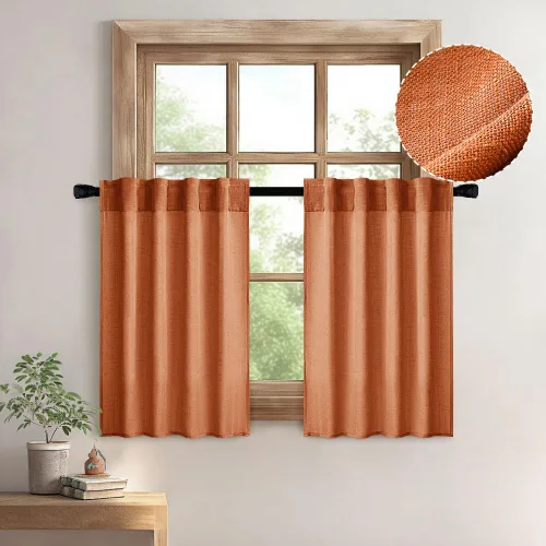 Vista 68 de MIULEE - Cortinas semitraslúcidas suaves y gruesas con textura de lino para cocina y ventana de baño, con trabilla trasera y bolsillo para Blanco