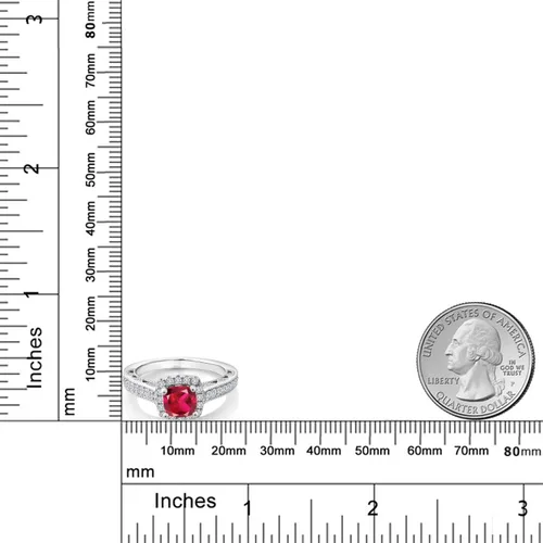 Vista 109 de Gem Stone King Anillo de compromiso de plata de ley 925 de 0.236 in con piedra natal y zafiro blanco creado con acento Anillo de compromiso