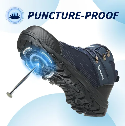 Vista 5 de Botas impermeables con punta de acero para hombres, de ancho amplio, antideslizantes, para trabajo, ligeras, zapatos de seguridad, antideslizantes