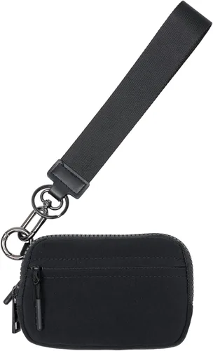 Vista 11 de YDF Cartera de nailon RFID de 2ª generación para mujer, cartera de pulsera con ventana de identificación, ranura para lápiz labial y llavero