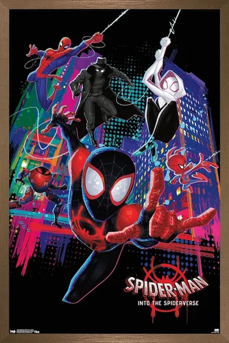 Vista 14 de Trends International Marvel Spider-Man - Póster de pared con texto en inglés "Into The Spider-Verse", 14.725 x 22.375 pulgadas, versión enmarcada