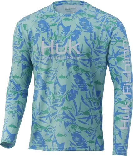 Vista 41 de Huk Pursuit Vented LS para hombre Refracción Fish Fade - San Sal/Wahoo