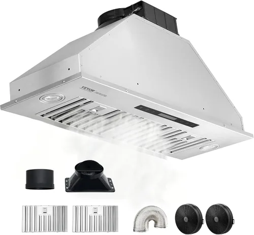Vista 14 de VEVOR Campana de Ventilación Integrada, 800CFM 3-Velocidades, Campana de Cocina de Acero Inoxidable de 36 Pulgadas con Control de Botón de Impulso
