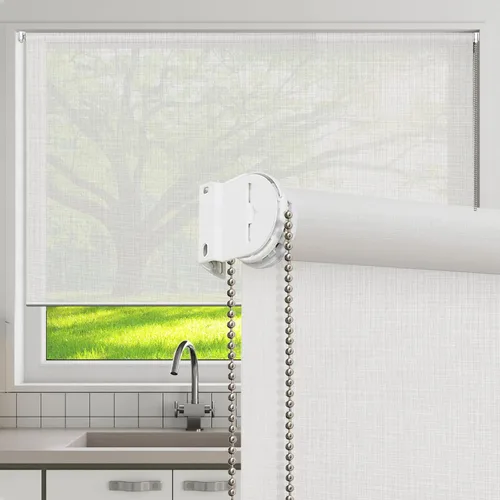 Vista 8 de Persianas enrollables transparentes beige hechas a pedido, fácil instalación para el hogar y la oficina