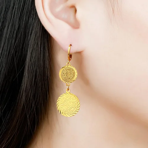 Vista 6 de WELRDFG WADSNHY gold coin jewelry wedding woman jewelry set 18K gold plated jewelry set coin necklace bracelet earring set