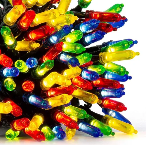 Vista 2 de PRODUCTWORKS Brilliant - Mini luces LED multicolor de 150 luces con cable verde