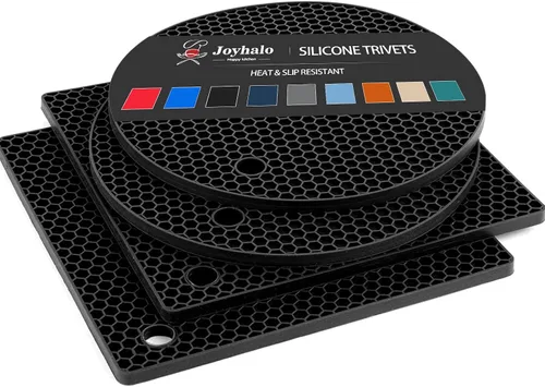 Vista 19 de Joyhalo Salvamanteles para platos calientes, almohadillas calientes para cocina, soportes de silicona para ollas y sartenes calientes, alfombrillas