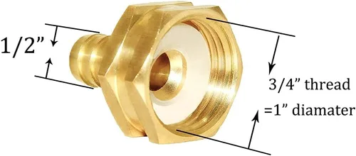 Vista 3 de Joywayus 1/2" Barb x 3/4" Hembra GHT Rosca Giratoria Hexagonal Latón Jardín Manguera de Agua Conector de Cobre con Abrazadera de Acero Inoxidable
