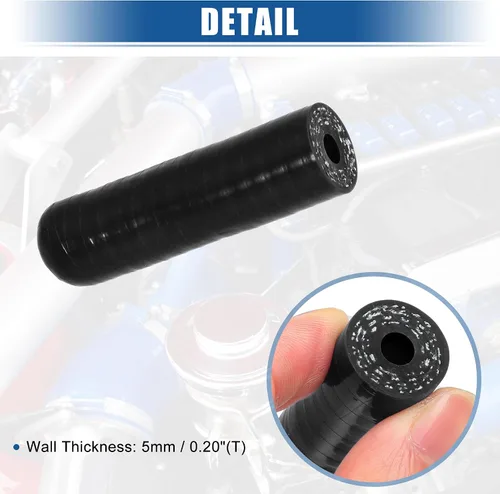 Vista 4 de uxcell 1 Unidades 0.236 in ID silicona refrigerante tapa con abrazadera para calentador de refrigerante derivación vacío puerto de agua negro