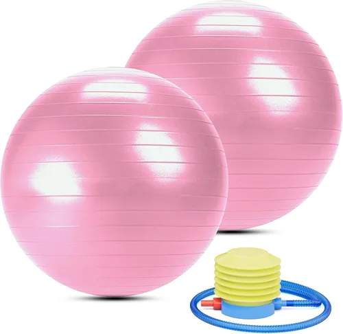 Vista 8 de Pelota de yoga y pilates, antideslizante, goma resistente, 22 pulgadas, entrenamiento de equilibrio de postura mejorado, con bomba rápida, diseño