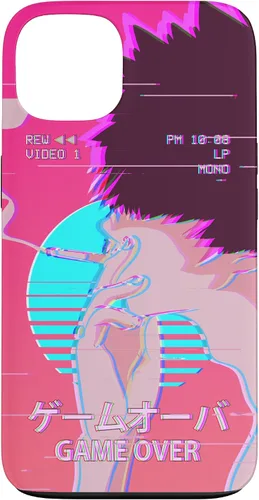 Vista 7 de Funda retro para iPhone 16 Vaporwave Aesthetic Emo Anime Boy Sad Game Over Lofi
