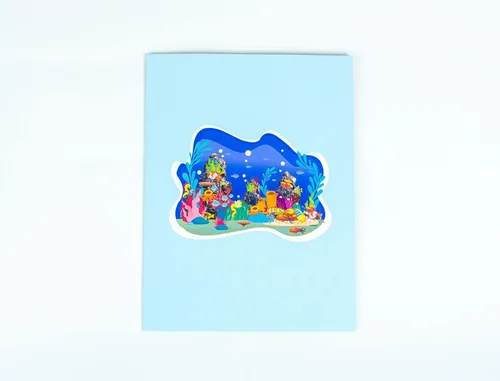 Vista 3 de ETA Tarjeta desplegable 3D Ocean World, tarjeta de cumpleaños de arrecifes de coral para entusiastas del buceo, regalo del día del padre, H08