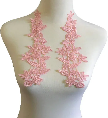 Vista 12 de 1 par de apliques de bordado para boda, encaje floral, adornos de costura (negro A)