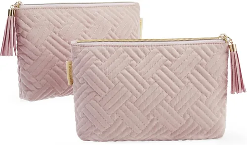 Vista 13 de BAGSMART Pequeña bolsa de maquillaje, neceser portátil esponjoso con cierre de cremallera con encanto, organizador de viaje resistente al agua