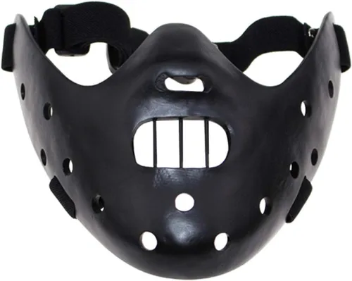 Vista 2 de Máscara Hannibal Lecter El silencio de los corderos para cosplay de resina de Halloween Negro