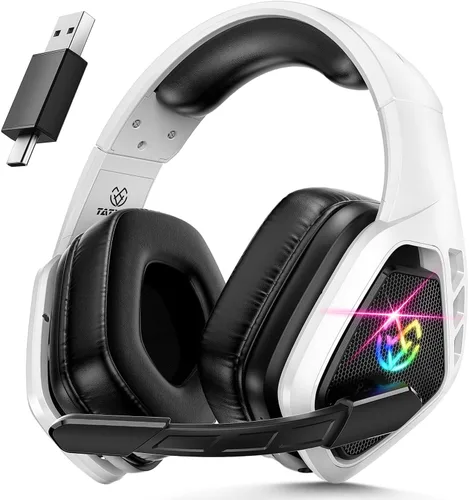 Vista 7 de Tatybo Wireless Gaming Headset for PC, 2.4 Ghz USB & Type-C Gaming Headphones with Microphone, 30H Battery Bluetooth Headphones for Switch, Laptop