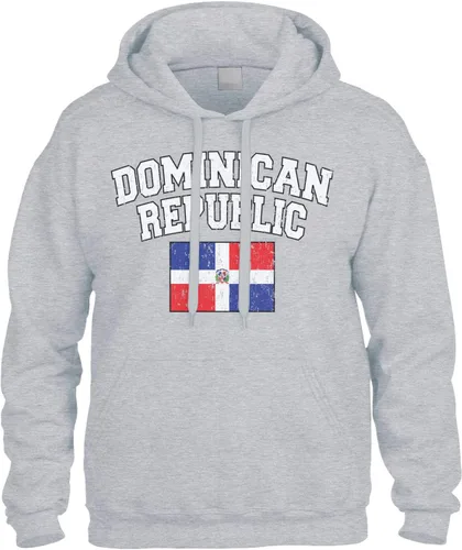 Vista 4 de Cybertela Sudadera con capucha con capucha y bandera de la República Dominicana desteñida Negro
