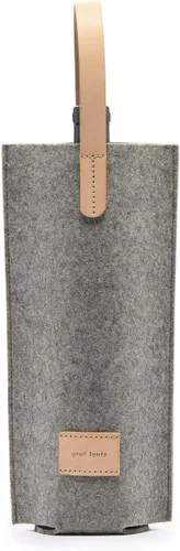 Vista 9 de Graf Lantz Botella de vino Cozy Carrier, 100% lana merino con mango de cuero, se adapta a una botella de vino estándar, carbón