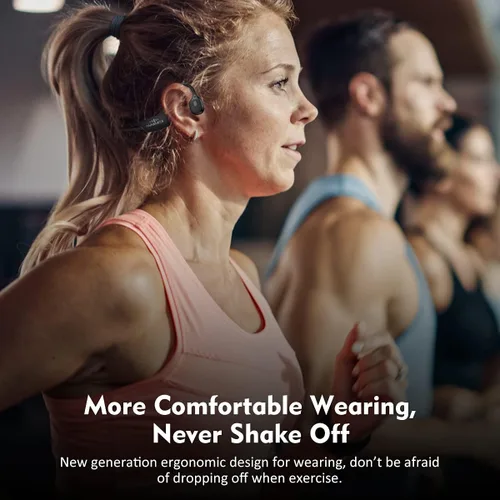 Vista 4 de PARAMITA DG08 Auriculares de conducción ósea, Bluetooth 5.3, auriculares inalámbricos impermeables deportivos con micrófono, para entrenamientos