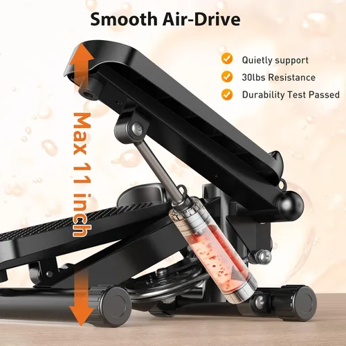 Vista 8 de OLIXIS Steppers para ejercicio en equipo de entrenamiento en casa, mini máquina de ejercicio para personas mayores, stepper de giro con bandas