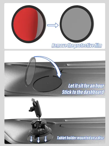 Vista 7 de Soporte para tablet de automóvil, brazo ajustable de metal duradero, soporte para tableta para parabrisas y salpicadero de automóvil, soporte