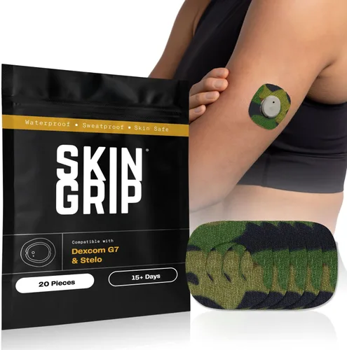 Vista 17 de Skin Grip Parches adhesivos para Dexcom G7 y Stelo CGM con recorte, cubierta impermeable y resistente al sudor para sensor continuo de monitor