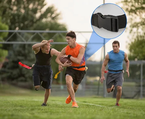 Vista 5 de DkOvn Cinturón de Fútbol Americano con Banderas, 2 piezas, Cinturón Ajustable de Fútbol Americano con Cinturón y Banderas, para Jóvenes, Adultos