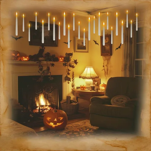 Vista 5 de Homemory 10 velas flotantes con control remoto de varita, velas colgantes mágicas con temporizador, luz cálida parpadeante para decoraciones