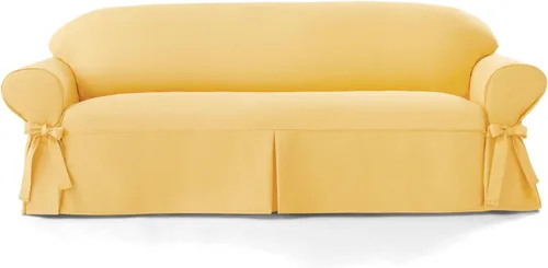 Vista 3 de Montgomery Ward Solid Farmhouse Slipcovers - Furniture Cover, 100% Cotton, Living Room Décor, Chair, Goldenrod, up to 34" w