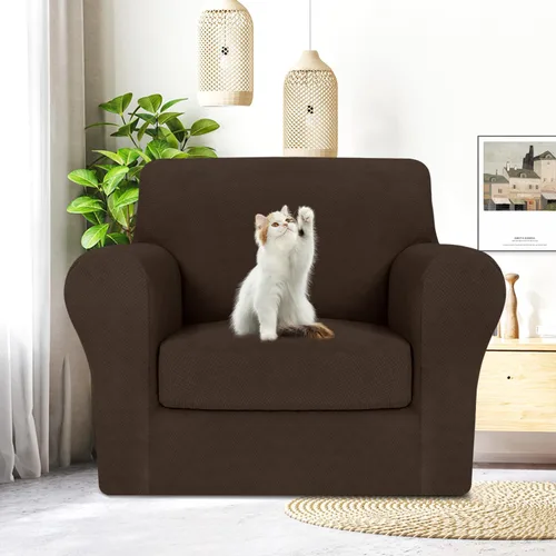 Vista 108 de MAXIJIN 2 piezas de fundas para silla con brazos, funda para silla de sofá para sala de estar, funda elástica para perros para una silla con 1 cojín