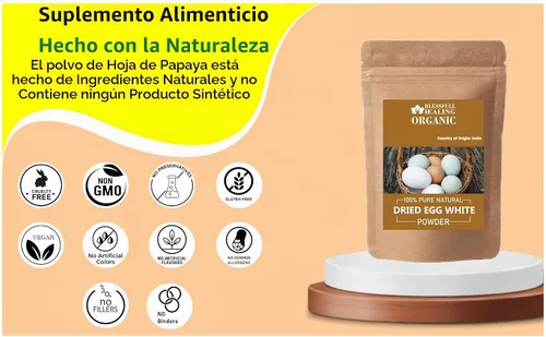 Vista 4 de Blessfull Healing Polvo de clara de huevo seca orgánica 100% pura y natural, 3.52 onzas