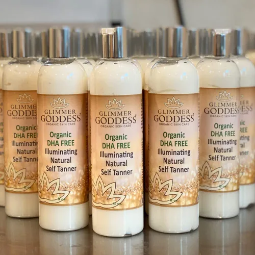 Vista 2 de Glimmer Goddess Autobronceador orgánico sin DHA - Loción bronceadora sin sol (oscuro), 8 onzas