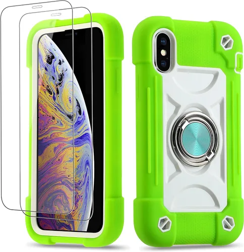 Vista 88 de Funda para iPhone Se3/iPhone Se2, iPhone 6/6S, iPhone 7/iPhone 8 de 4.7 pulgadas con soporte de anillo, con 2 protectores de pantalla resistentes
