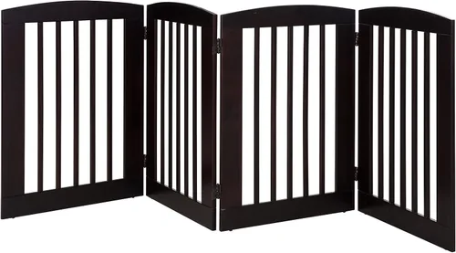 Vista 6 de BarkWood - Puerta independiente de madera para mascotas, expansión de 4 paneles, grande, 36 pulgadas de alto, acabado gris